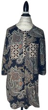 Anthropologie Fig and Flower Dress Womens Large Dark Paisley Tunic Boho Hippie