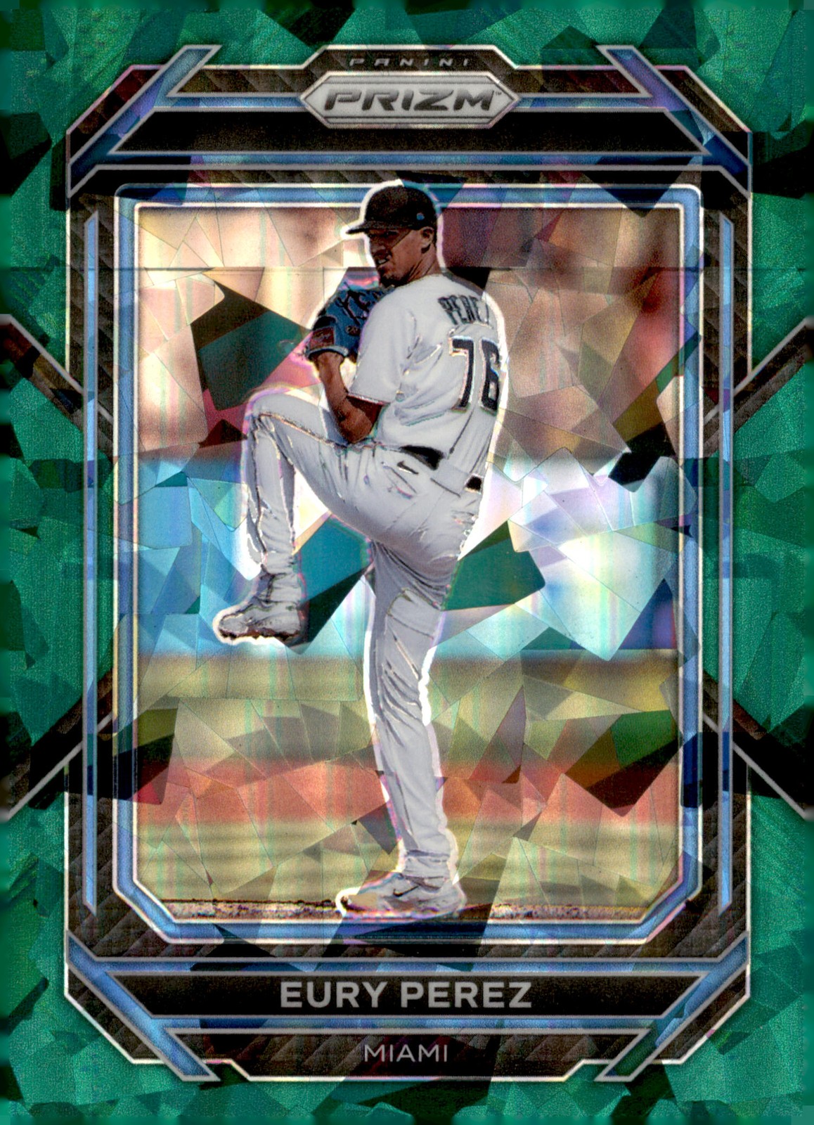 2023 Panini Prizm #17 Eury Perez Green Ice Prizms