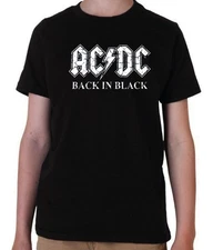 AC/DC Back in Black Rock Band Youth's  Black T-Shirt
