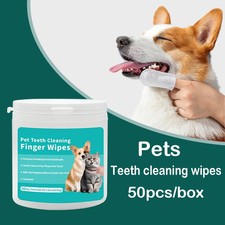 50Pcs Pet Finger Toothbrush Wipes Dogs Cats Oral Cleaning Teeth Care Bad Breath