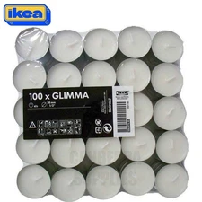 Unscented Tealights IKEA GLIMMA 100 Pack White 4 Hour Burn Dripless