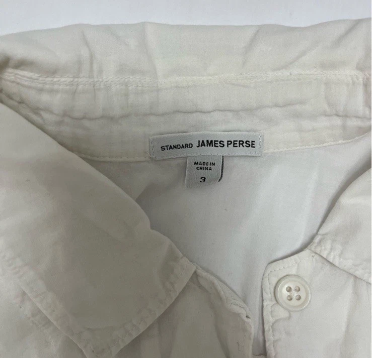 Camisa blanca estándar James Perse para mujer con cuello manga larga con botones talla 3 Foto 4 de 4