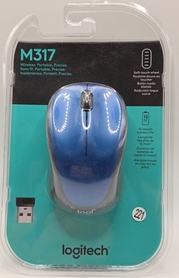 Logitech M317 BLUE Wireless USB Optical Mouse w/ USB Receiver NEW