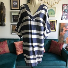 TRINA TURK size XS Navy Blue & White Striped Nantucket Mini Dress