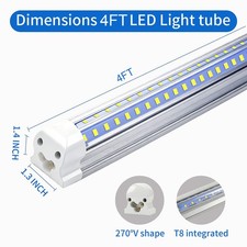 2ft 3ft 4ft 5ft 6ft 8ft Led Tube Light Bulbs T8 6500k Led Shop Light Fixture