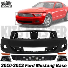 Front Bumper Cover Primed & Fog Light Assembly Kit For 2010-2012 Ford Mustang