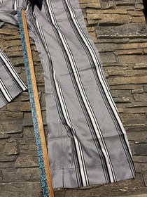 Victoria Secret Silky Satin Stripe Lounge Pajama Pants Bottom Flare Pockets NWT