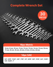 Flex Head Ratcheting Wrench Set 30pc SAE Metric 72T Cr-V w/ Pouch