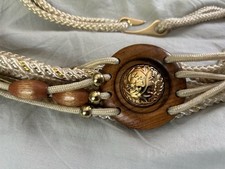 Vintage Rope Wooden/Metal Beaded Belt Boho Trendy Belt Stomach Belt M/L D1