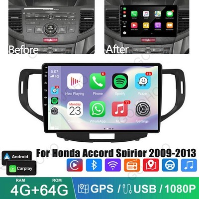For 2009-2013 Honda Accord Spirior Radio Apple CarPlay Android 13 Car Stereo GPS