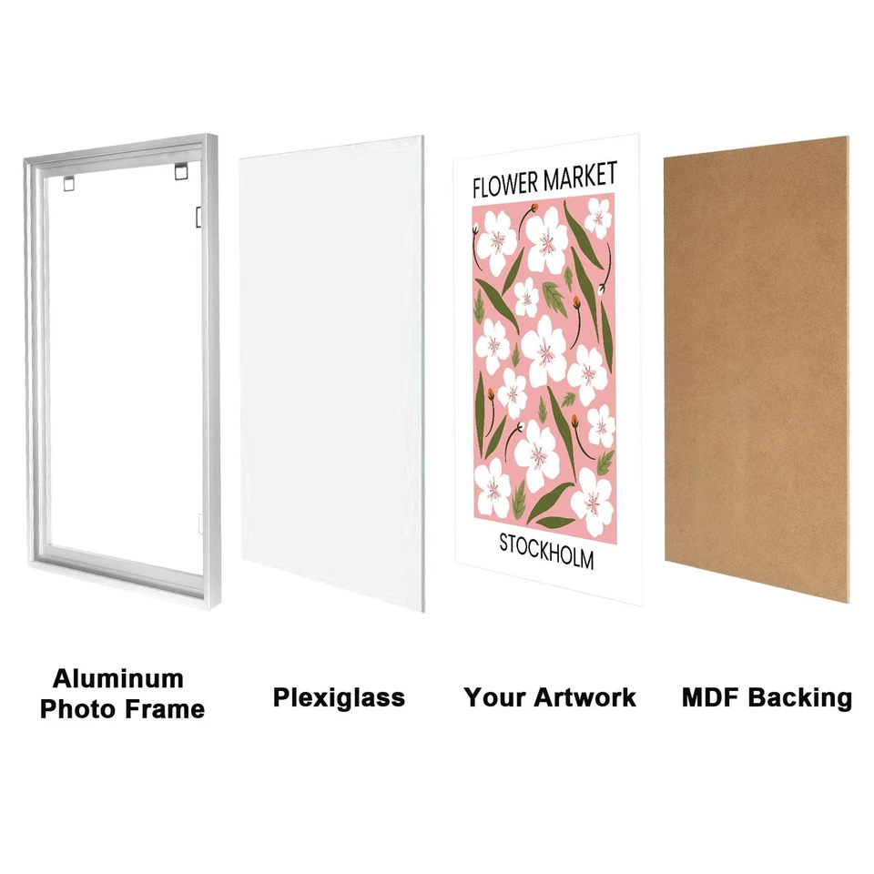 30x40 Inch Poster Frames 2PCS, Plexiglass, Silver Aluminum Snap Frame, Front-... - Image 2 of 4