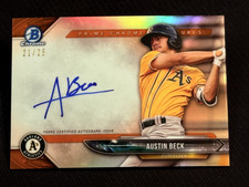 2018 Bowman Chrome PRIME CHROME ORANGE REFRACTOR AUTO Austin Beck 21/25