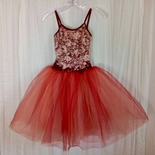 Dance Costume Ballet TuTu Red Pink Leotard Child M  CME Pageant SPARKLE Lace