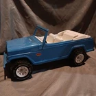 Tonka Jeepster 1970s Vintage Blue Steel Jeep Car with hitch