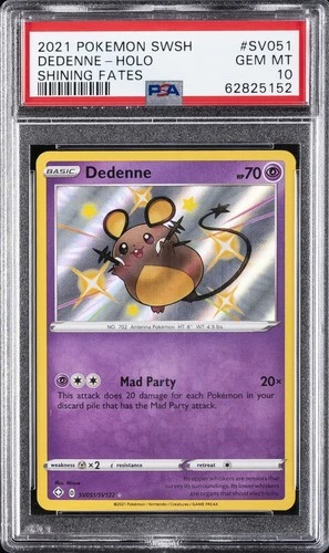 2021 POKEMON SWORD & SHIELD SHINING FATES #SV051 DEDENNE-HOLO PSA 10