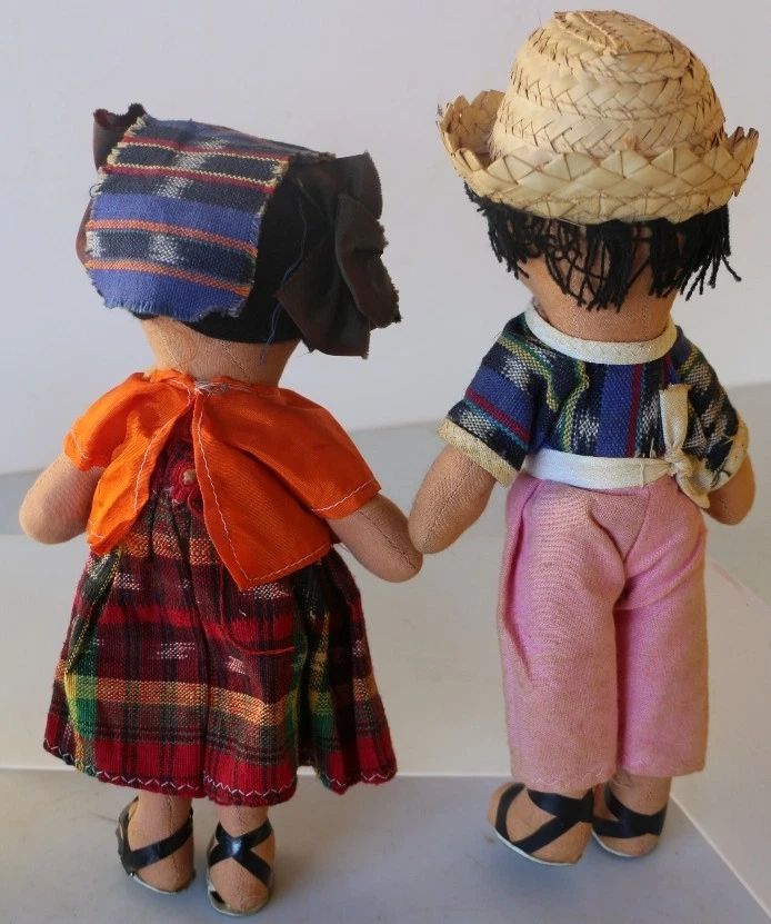 Vecchie due grandi bambole in stoffa pannolenci – anni 60 - Immagine 4 di 4