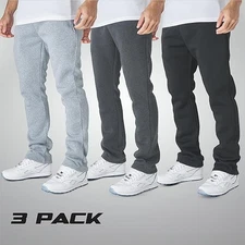 3 Pack Men's Fleece Lined Open Bottom Jogger Sweatpants Classic Sizes M-XL