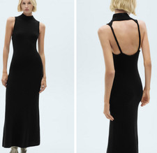 NWT MANGO MNG $120 BLACK OPEN BACK KNITTED DRESS SZ S SMALL