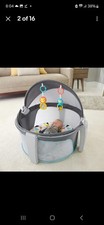 Fisher-Price On-the-Go Baby Dome Portable Infant Bassinet w/ Toys Gray Teal