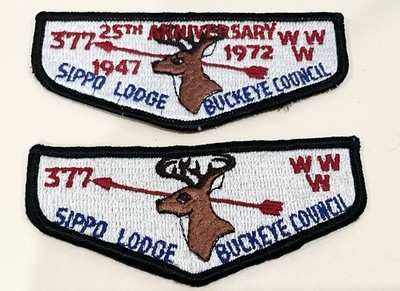 Two BSA OA SIPPO LODGE Patches. S1 And 25th Anniversary From 1972.  54 Years Old