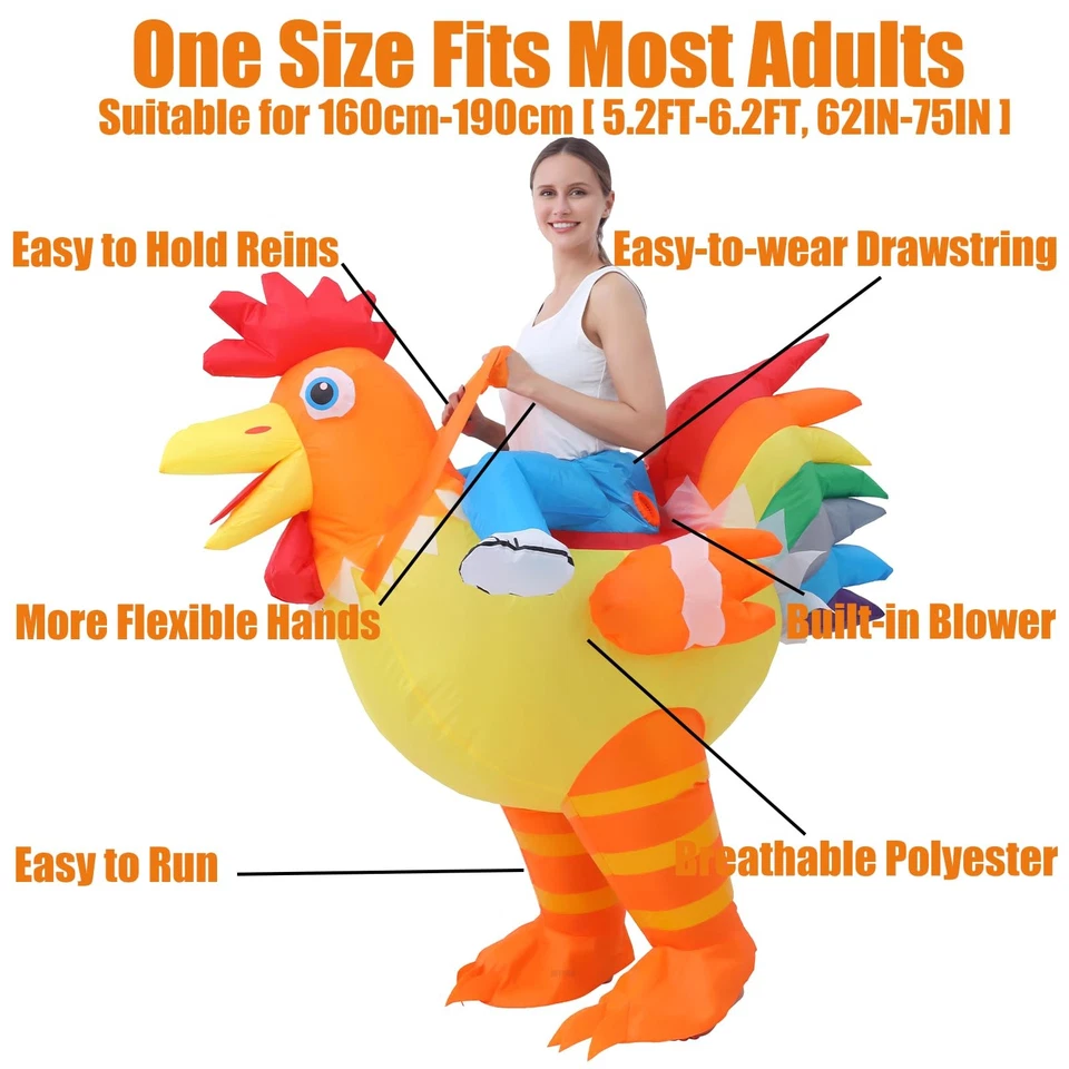 Надувной костюм для взрослых, костюм курицы, смешной костюм петуха для мужчин... - Изображение 2 из 4