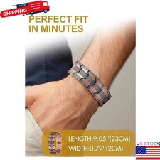 Copper Magnetic Bracelet for Men 3X Strength Magnets Adjustable with Sizing Tool