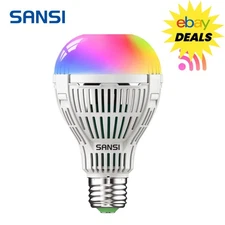 SANSI Smart RGB Light Bulb Voice Dimmable 18W Smart Home Bulb Remote Control