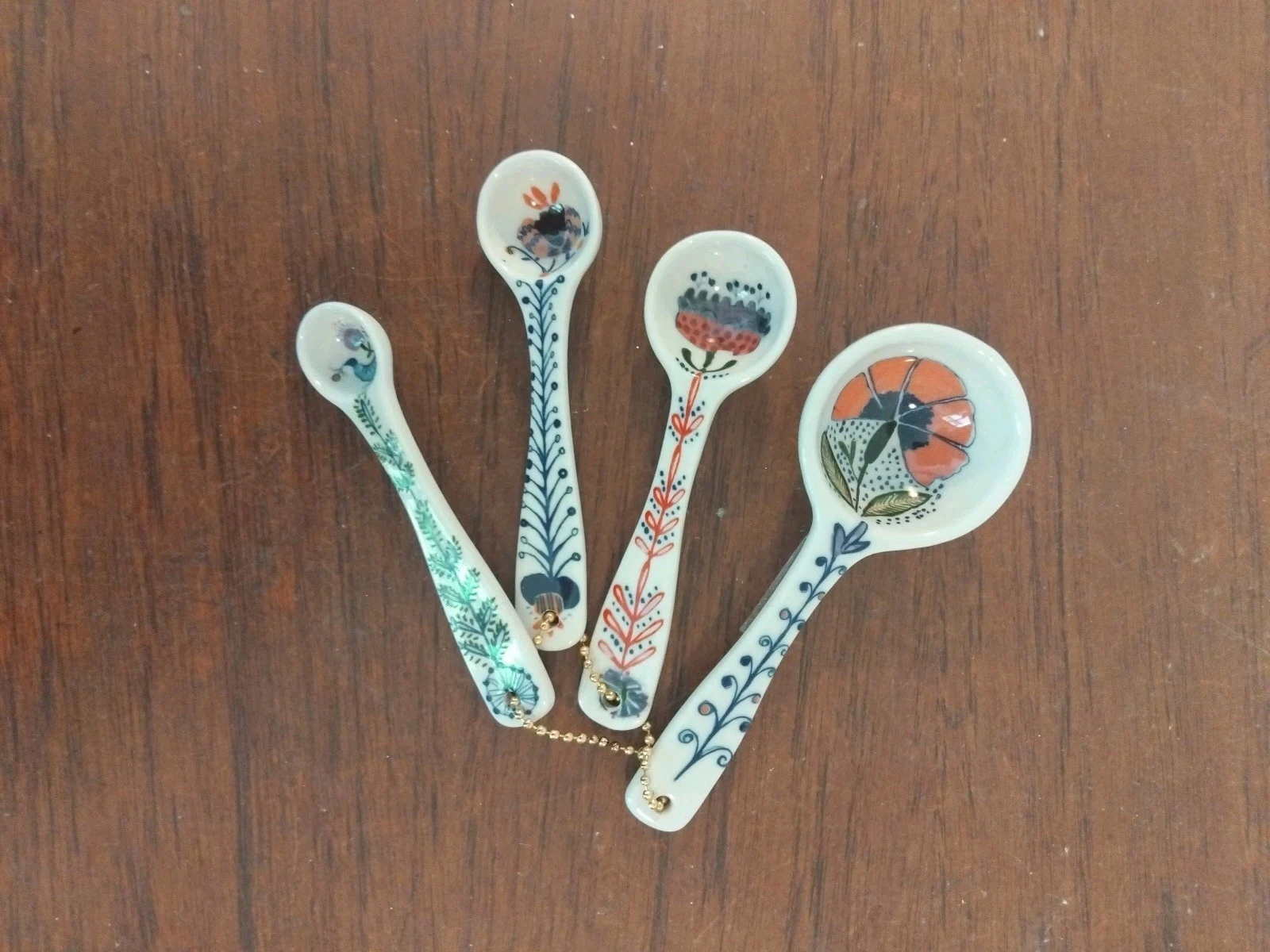 ANTHROPOLOGIE Measuring Spoons Set Floral Ceramic Boho Retired Rare
Opens in a new window or tab