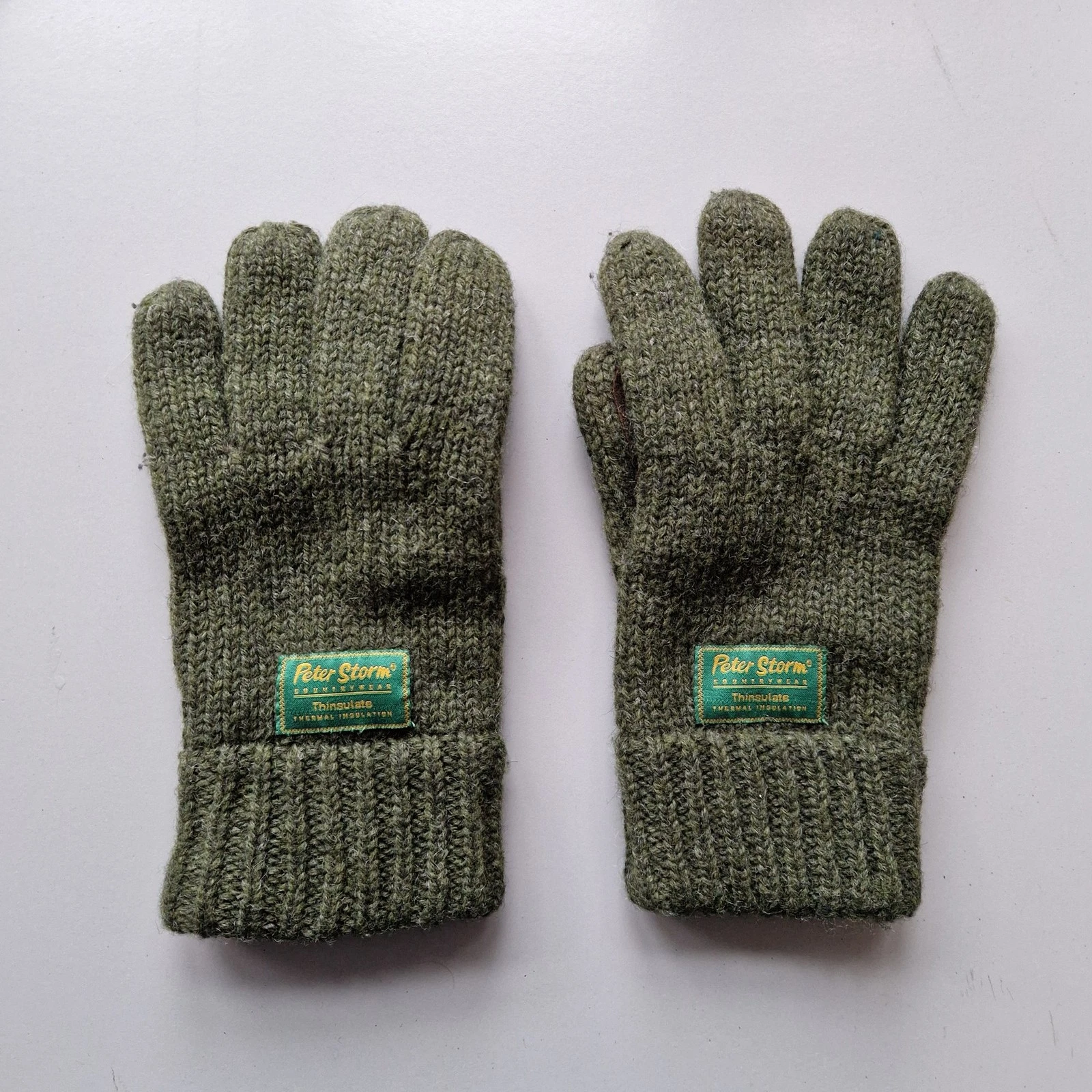 Vintage Peter Storm Gloves Size Large Men's Green Thinsulate Wool Blend
