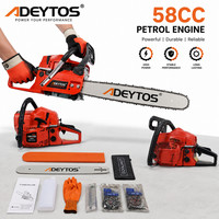 58cc Petrol Chainsaw 2 Stroke 20 Bar and 2 Chains Limbing Logs with FREE GLOVES