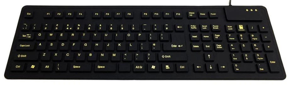 ACCURATUS - Papan Kekunci Fleksibel Tertutup IP54 USB & PS/2, Hitam - Image 2 of 4