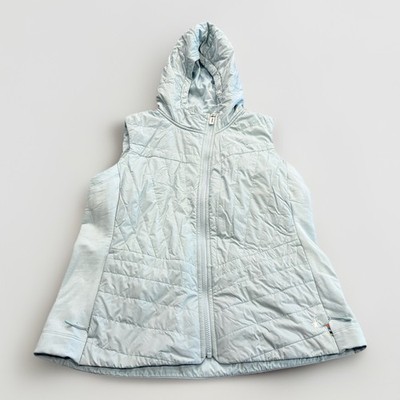 Smartwool Womens Bay Blue Full Zip Merino Wool Insulated Hooded Vest Size XL