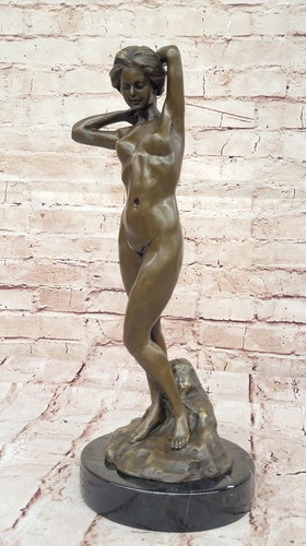 Escultura moderna firmada Mavchi bronce de mujer desnuda ninfa Art Deco - Imagen 3 de 10