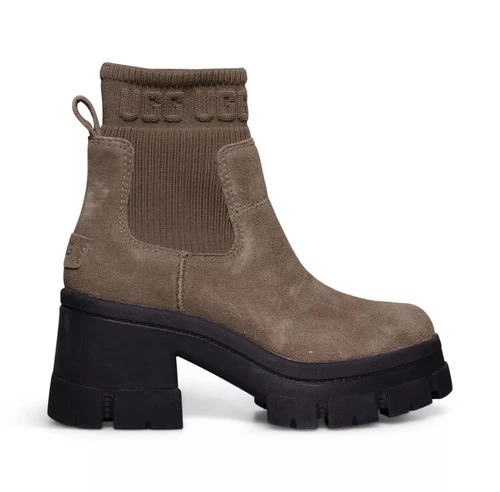 UGG BROOKLYN CHELSEA HICKORY STIVALI DA DONNA IMPERMEABILI IN PELLE TAGLIA US 8 5 NUOVI