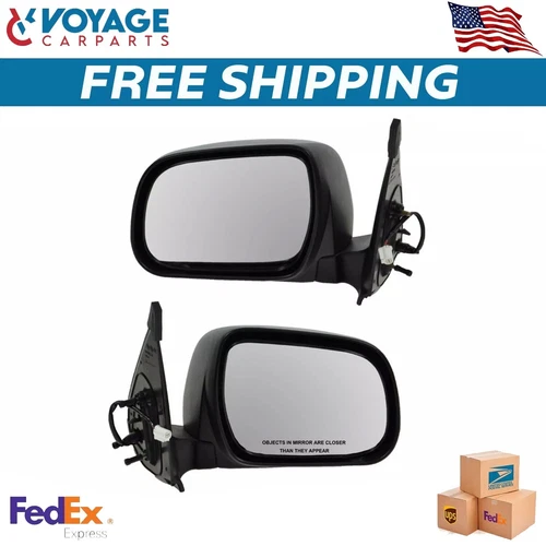 Power Mirror Set Matte Black Fits LH & RH For 2005-11 Toyota Tacoma Pickup Truck