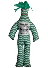 Green Striped DAMMIT DOLL 12” Cloth Stress Reliever With Green Yarn Hair