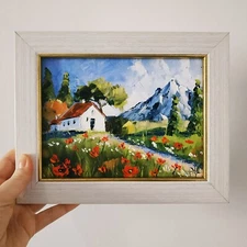 Tuscany Painting Original Art Landscape Impasto Oil Painting 6x8"