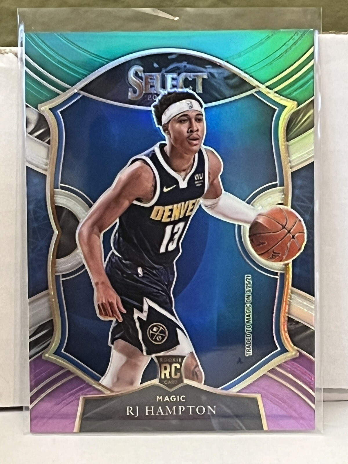 2020-21 Panini Select Green White Purple Prizm RJ Hampton Rookie Card #84 Magic