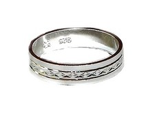 Sterling Silver 925 Band Rings with carved etchings