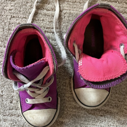 Converse All Star Chuck Taylor High Top Canvas Shoes Pink Purple 7 Baby Toddler - Picture 3 of 5
