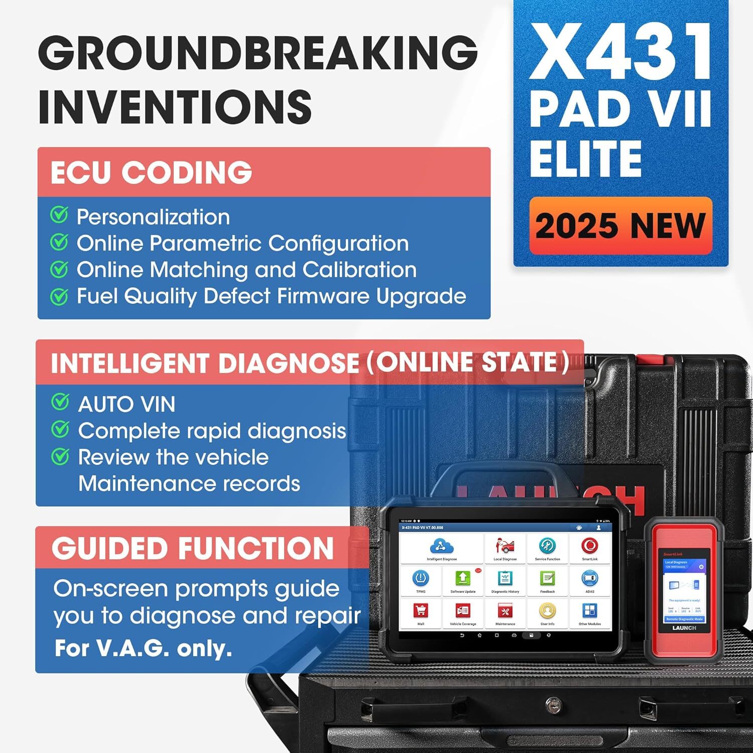 2025 LAUNCH X431 PAD 7 Elite Full Function Scanner ECU Programming Online Coding