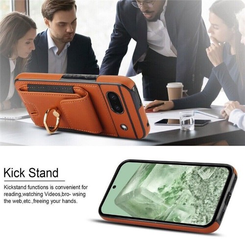 Luxury Stand Leather Card Slot Ring Phone Case For Google Pixel 9 Pro 8 8A 6A - 第 38/69 張圖片