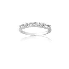 925 Silver White Topaz Semi-Eternity Band Ring Size 7