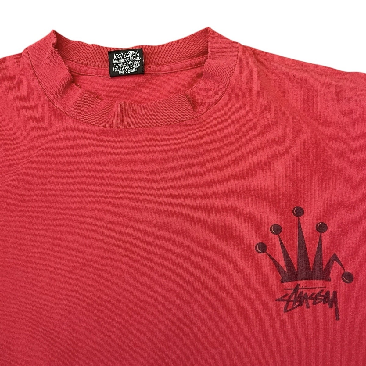 Vintage Stussy Logo T-shirt Crown Made in The USA 90s Sz XL