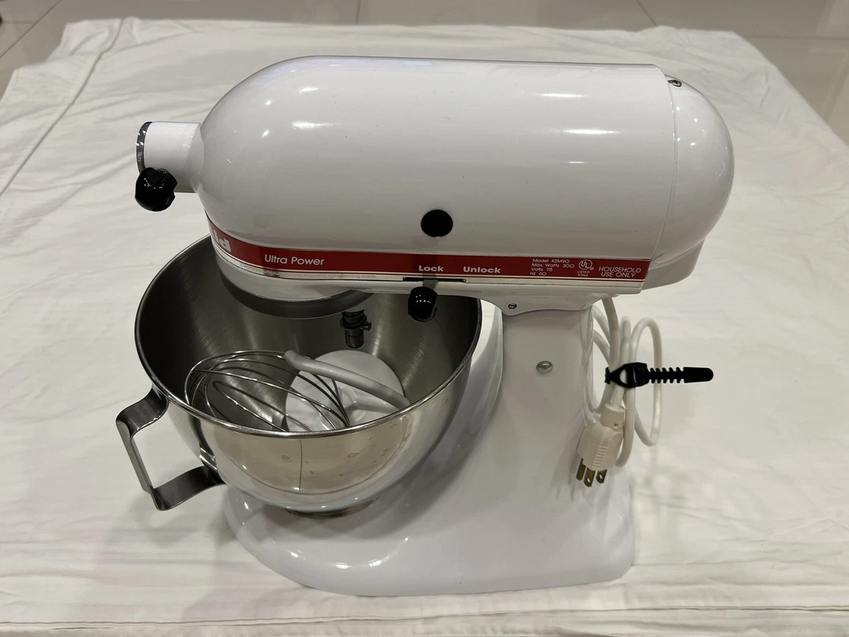 Kitchenaid White Ultra Power Mixer KSM90 W/ Stainless Steel Bowl & Beaters.  Free Shipping 