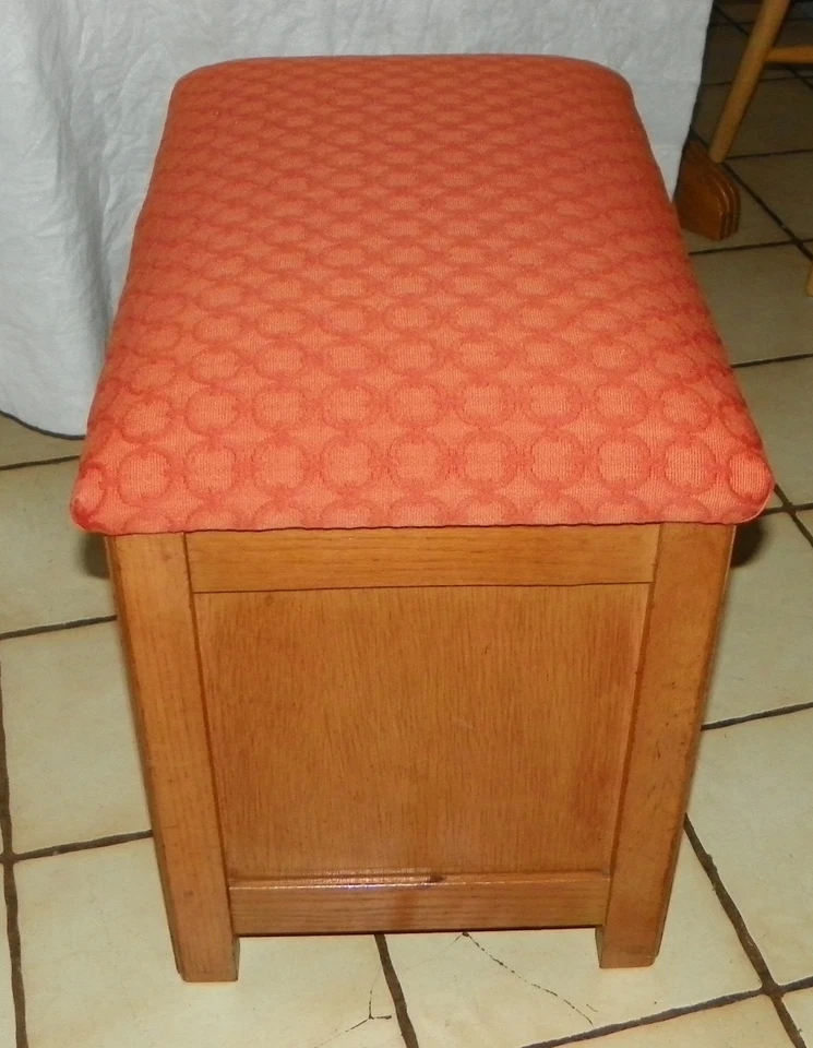 Banco de tocador Mid Century de roble (VB-51) Foto 3 de 4