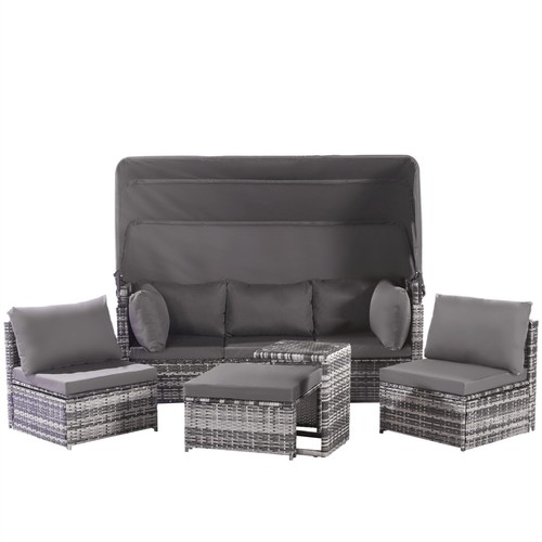 MERAX® Gartenmöbel Set Polyrattan Lounge Gartengarnitur Sitzgruppe Sonneninsel - Bild 6 von 18