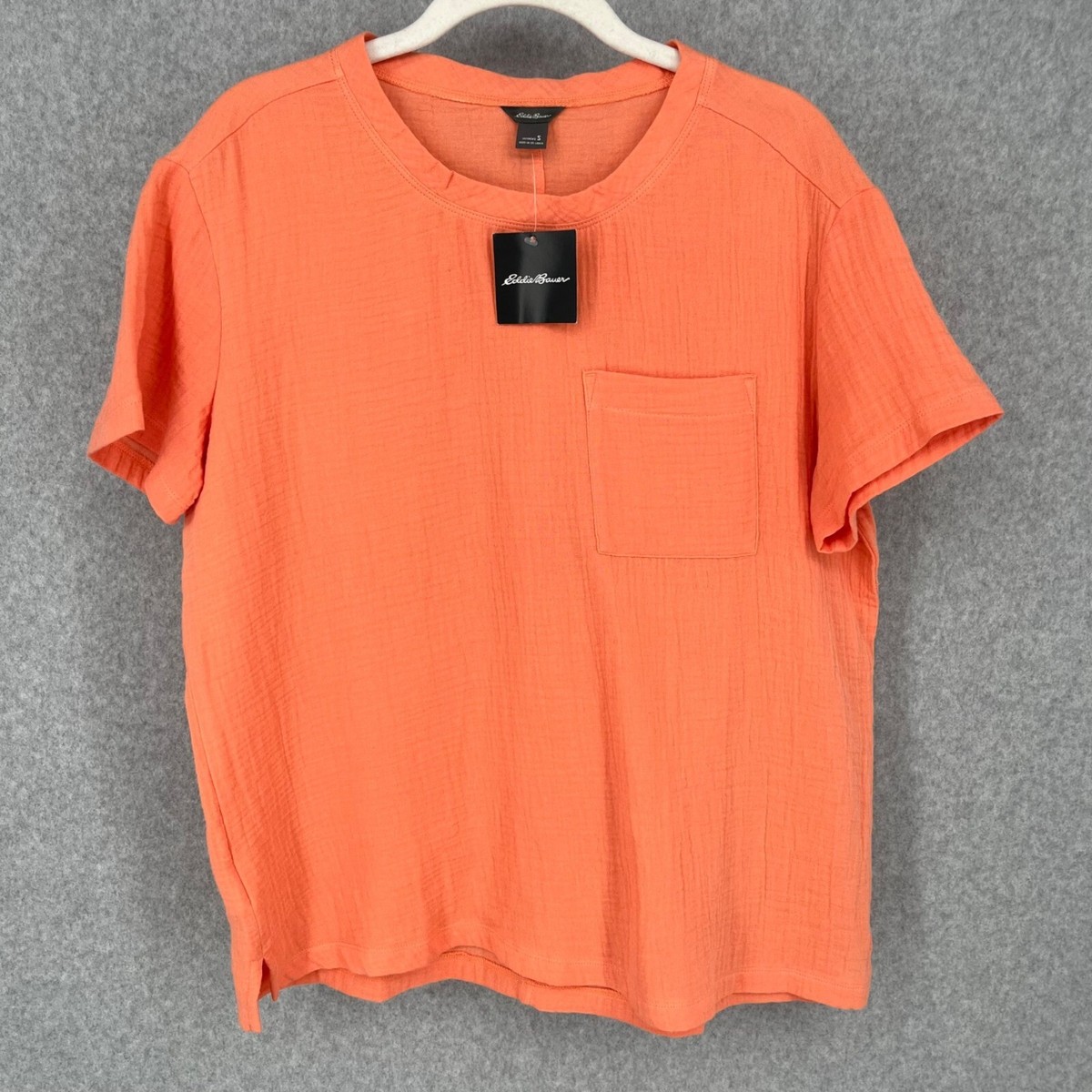 Eddie Bauer Womens Short Sleeve Pocket Tee Shirt Size S Dusty
