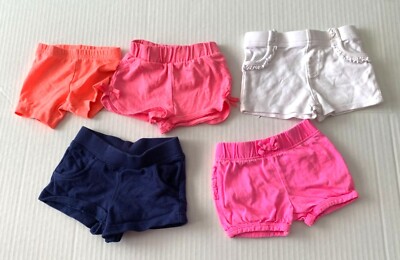 Lot of 5 Shorts Girls Infant Baby Size 0 3 months Shorts Multicolor Variety Blue