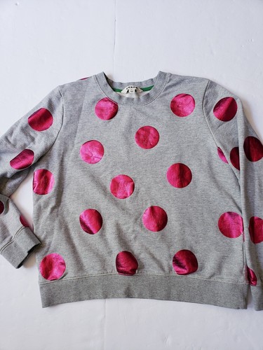 Boden Hannah Polka Dot Printed Gray Metallic Pink Sweatshirt Size M NWOT - Picture 5 of 11